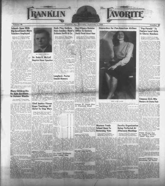Franklin Favorite - September 5, 1946 - 