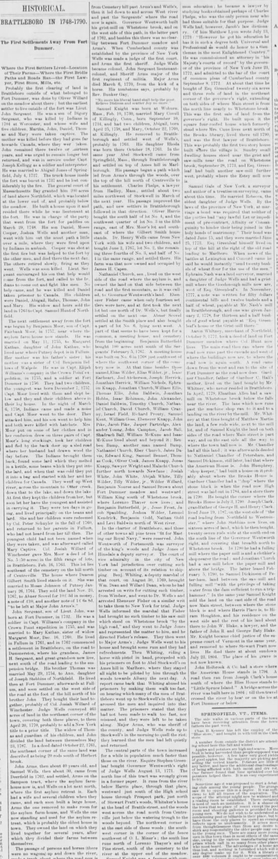 History of Brattleboro, 1890. - 