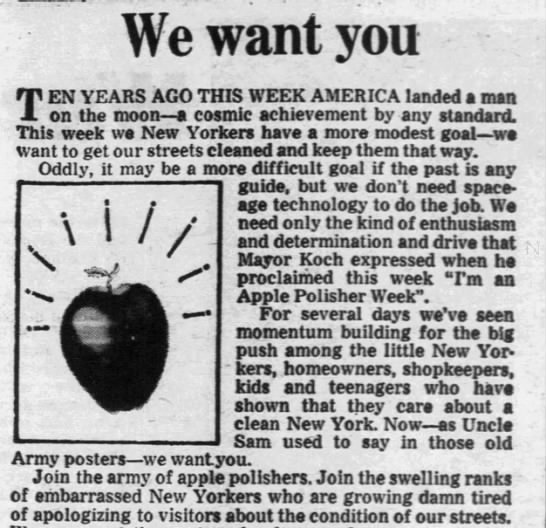I Love a Clean New York -- Apple Polisher Week (1979). - 