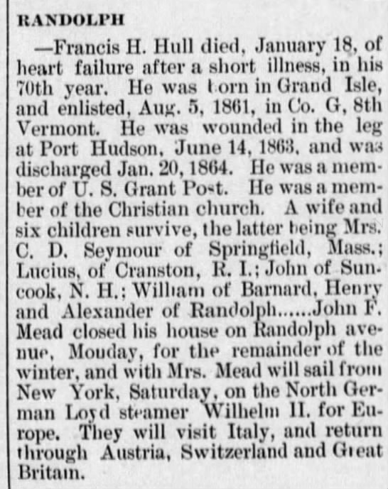 Obituary for Francis Hull (Aged 70) - 