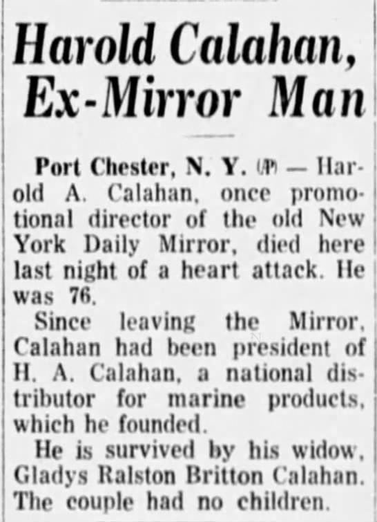 Obituary for Harold A. Calahan (Aged 76) - 