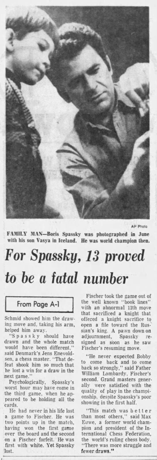 For Spassky, 13 Proved to be a Fatal Number - 