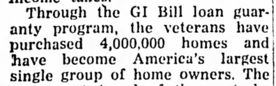 Veterans are largest single group of home owners in 1955 - 