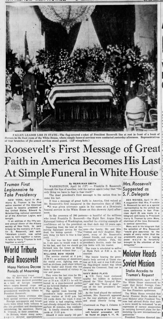 Roosevelt's funeral - 