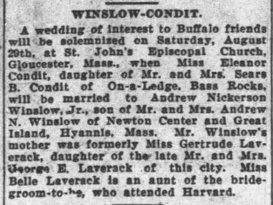 Winslow-Condit marriage - 