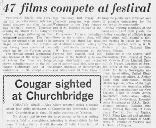 47 films compete at festival. 17 October 1952. The Leader-Post. P. 2. - 