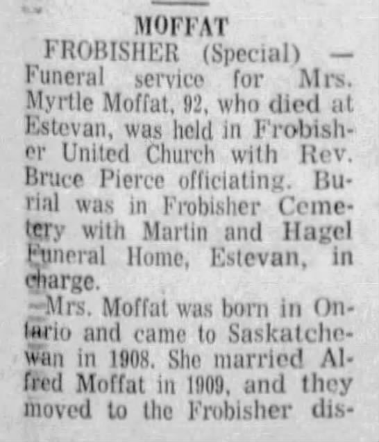 Obituary: Myrtle Moffat, part 1 - 