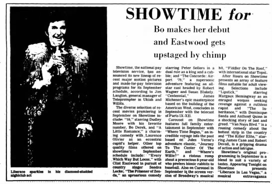 Showtime for: Bo makes her debut and Eastwood gets upstaged by chimp - 