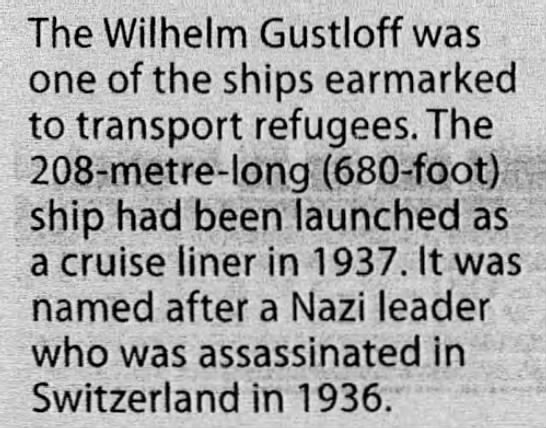 The Wilhelm Gustloff launched as a cruise liner in 1937 - 