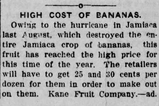 August 1912 Jamaica hurricane - 