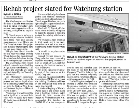 Watchung Avenue station, April 8, 2004 - 