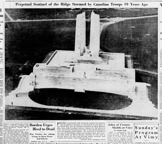 Picture of Canadian National Vimy Memorial in 1936 at time of its unveiling - 