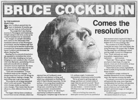 Bruce Cockburn, “If I Had a Rocket Launcher” interview - 