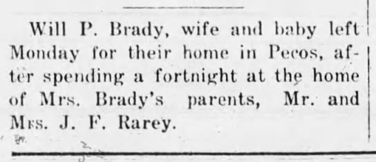 Will P. Brady, wife and baby - 