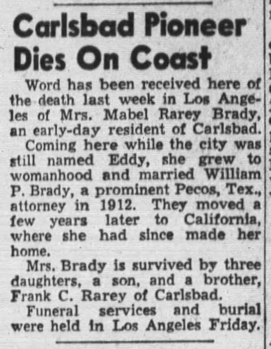 Carlsbad Pioneer Dies On Coast - 