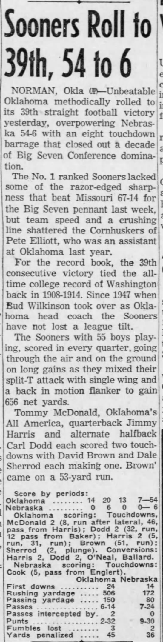 1956 Nebraska-Oklahoma football AP - 