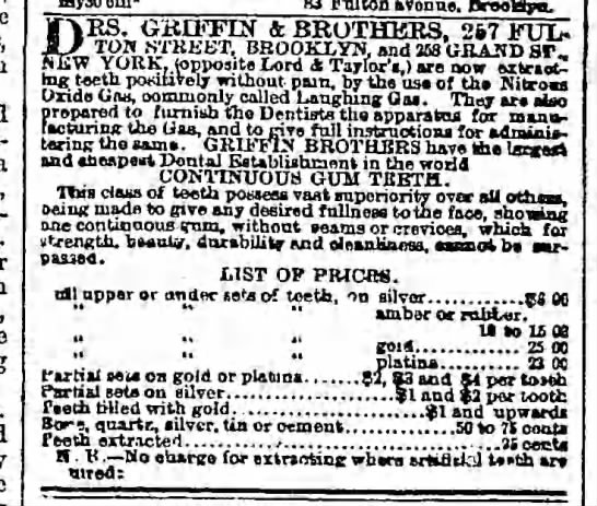 Ad for dentist, New York 1864 - 