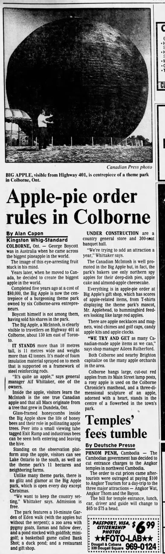 "Big Apple" of Colborne, Ontario (1992). - 