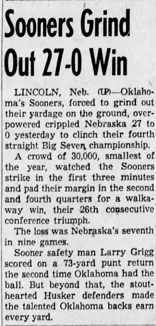 1951 Nebraska-Oklahoma football UP - 