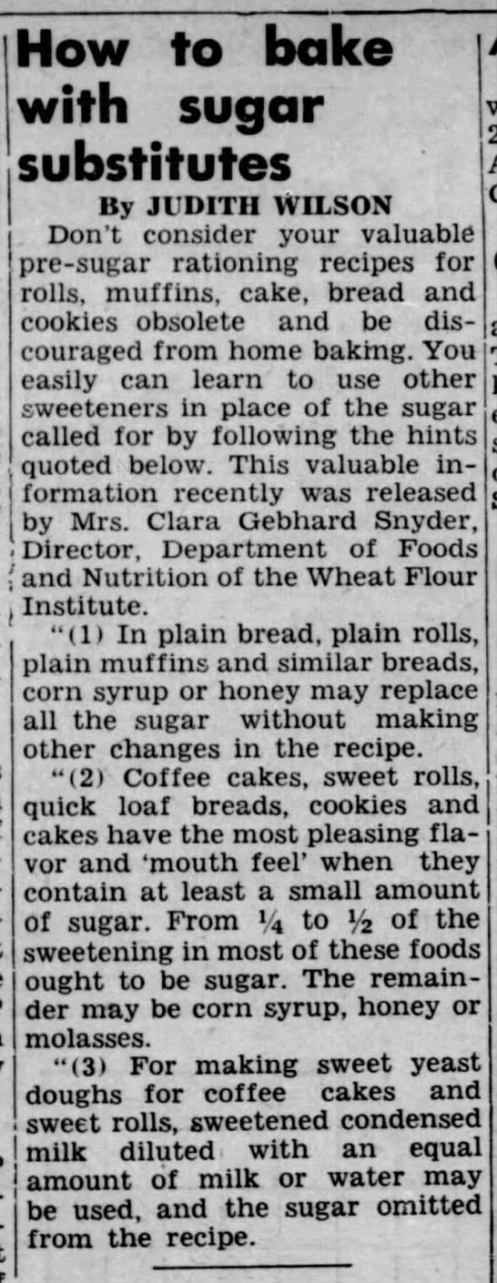 How to Bake with Sugar Substitutes (1942) - 