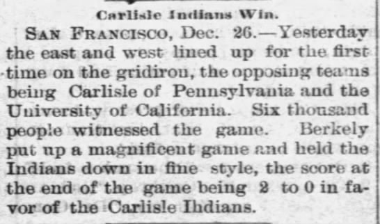 Carlisle vs Cal 1899 east vs west first - 