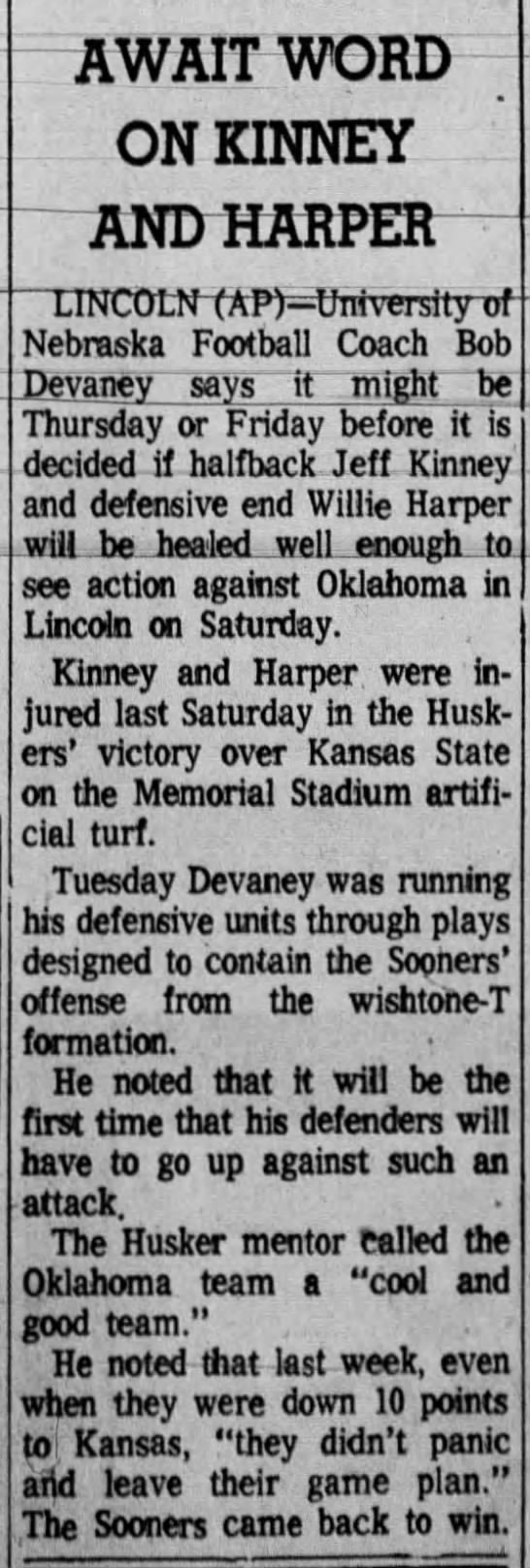 1970.11.17 Tuesday practice, Oklahoma week - 