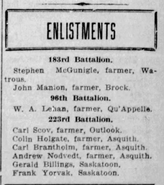 WWI enlistments - 