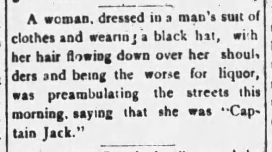 07 Mar 1884 Captain Jack woman dressed in a man's suit - 