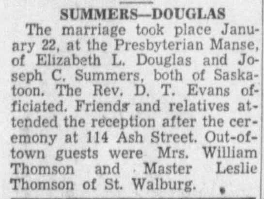 Wedding: Summers--Douglas - 