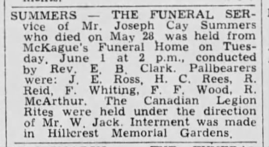 Funeral: Joseph Cay Summers - 