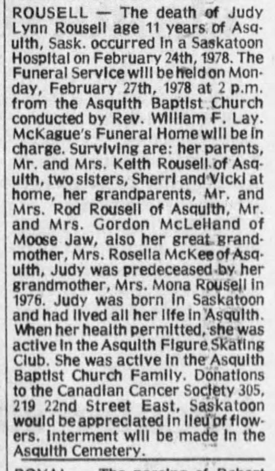 Obituary: Judy Lynn Rousell - 