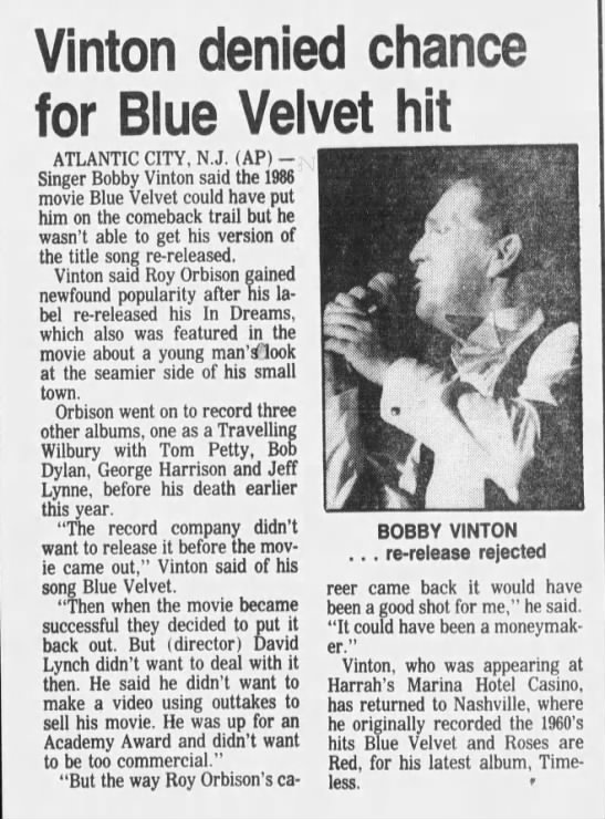 Bobby Vinton on Blue Velvet - 