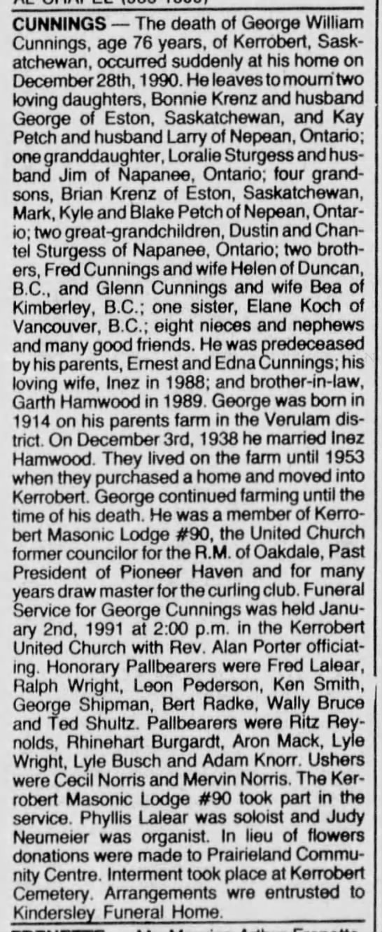 Obituary: George William Cunnings - 