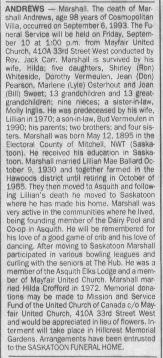 Obituary: Marshall Andrews - 