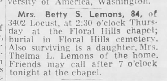 obit Betty Lemons