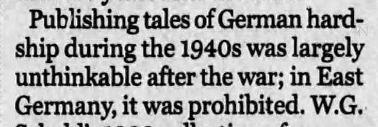 Publishing tales of Germany's hardship prohibited after the war - 