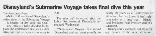 Disneyland's Submarine Voyage takes final dive this year - 