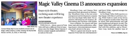 Magic Valley Cinema 13 expansion announcement - 