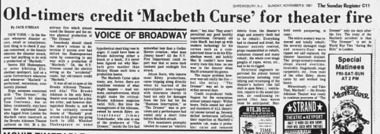 Macbeth curse (1981). - 