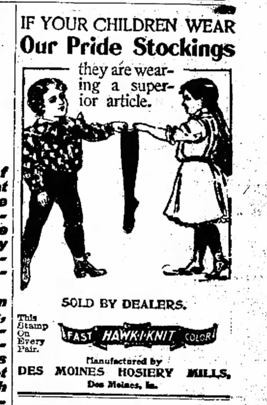 Children's stockings ad (Iowa, 1900) - 