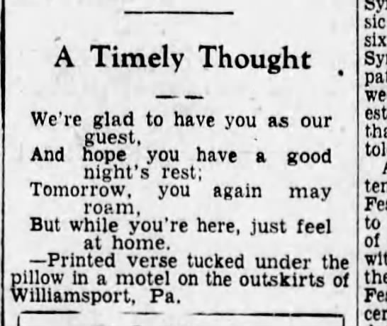 "We're glad to have you as our guest..." (1955). - 