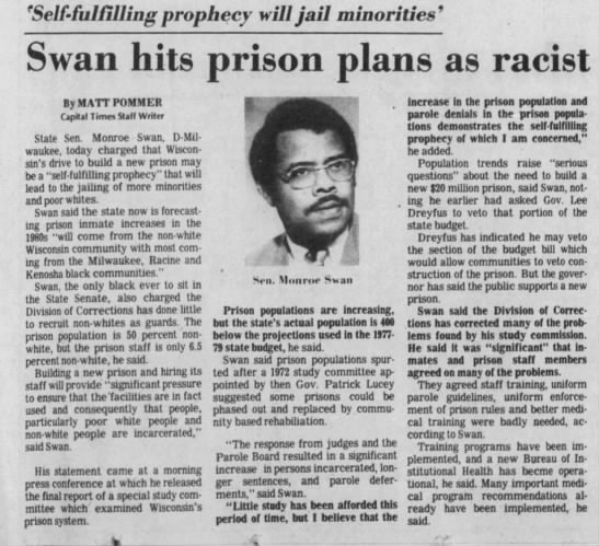 Swan Hits Prison Plans as Racist - 
