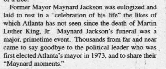 Maynard Jackson eulogized in huge "celebration of his life" - 