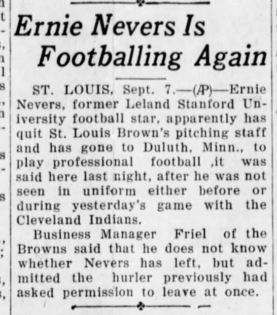 Ernie Nevers Is Footballing Again - 