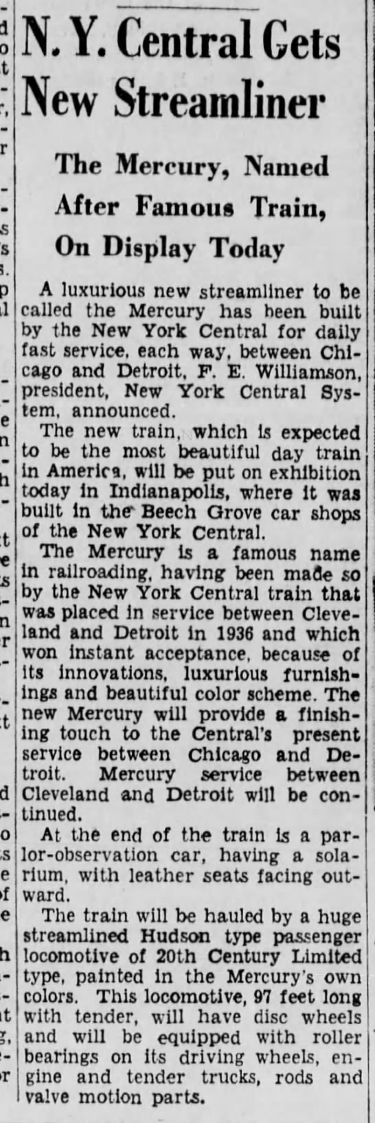 Chicago Mercury on display in Indianapolis - 