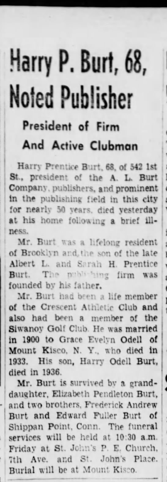 Harry P., Burt, 68, Noted Publisher - 