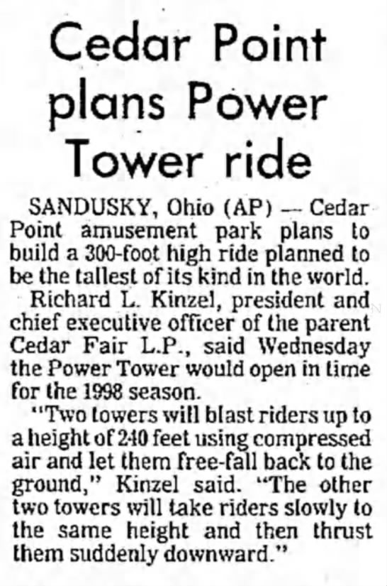 Cedar Point plans Power Tower ride - 