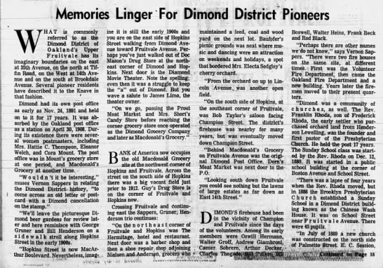 Memories Linger for Dimond District Pioneers pt.1 - 