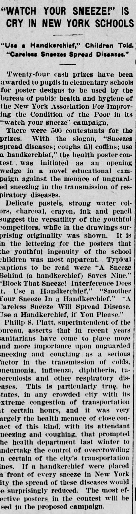 "Careless sneezes spread diseases" (1915). - 