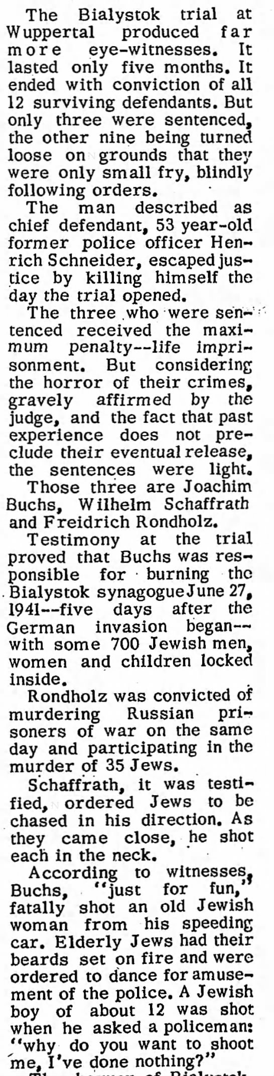 Excerpt from article with accounts of Nazi violence against Jews during Operation Barbarossa - 